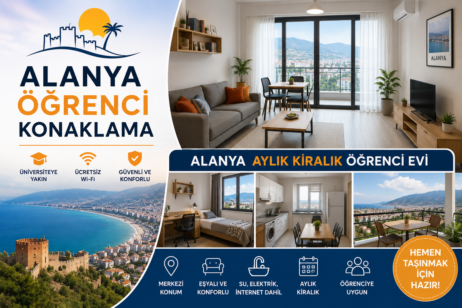 Alanya öğrenci apartları güvenli giriş ve resepsiyon